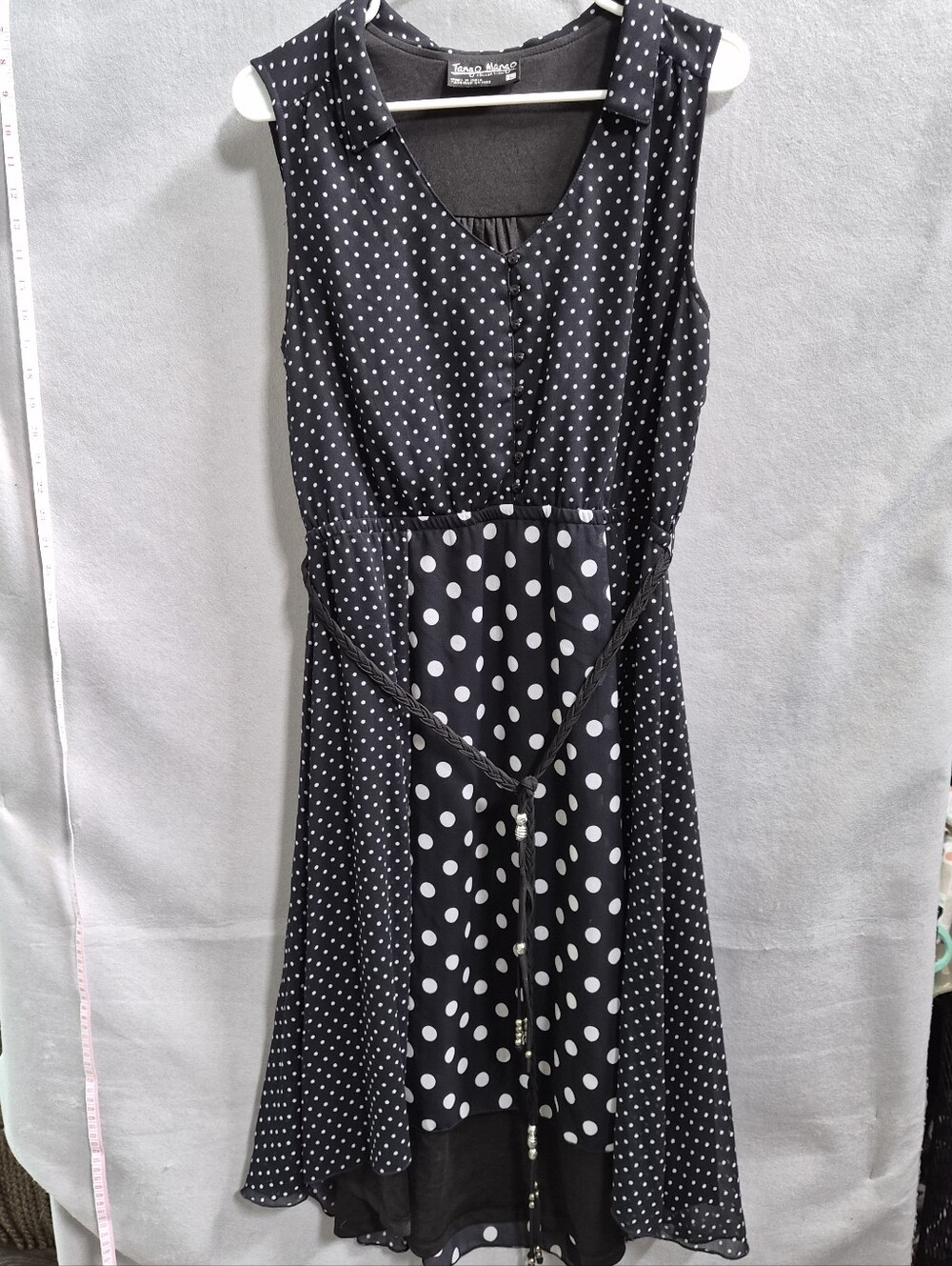 Tango Mango Collection Black & White Polka Dot High-Low Dress – Size Large
